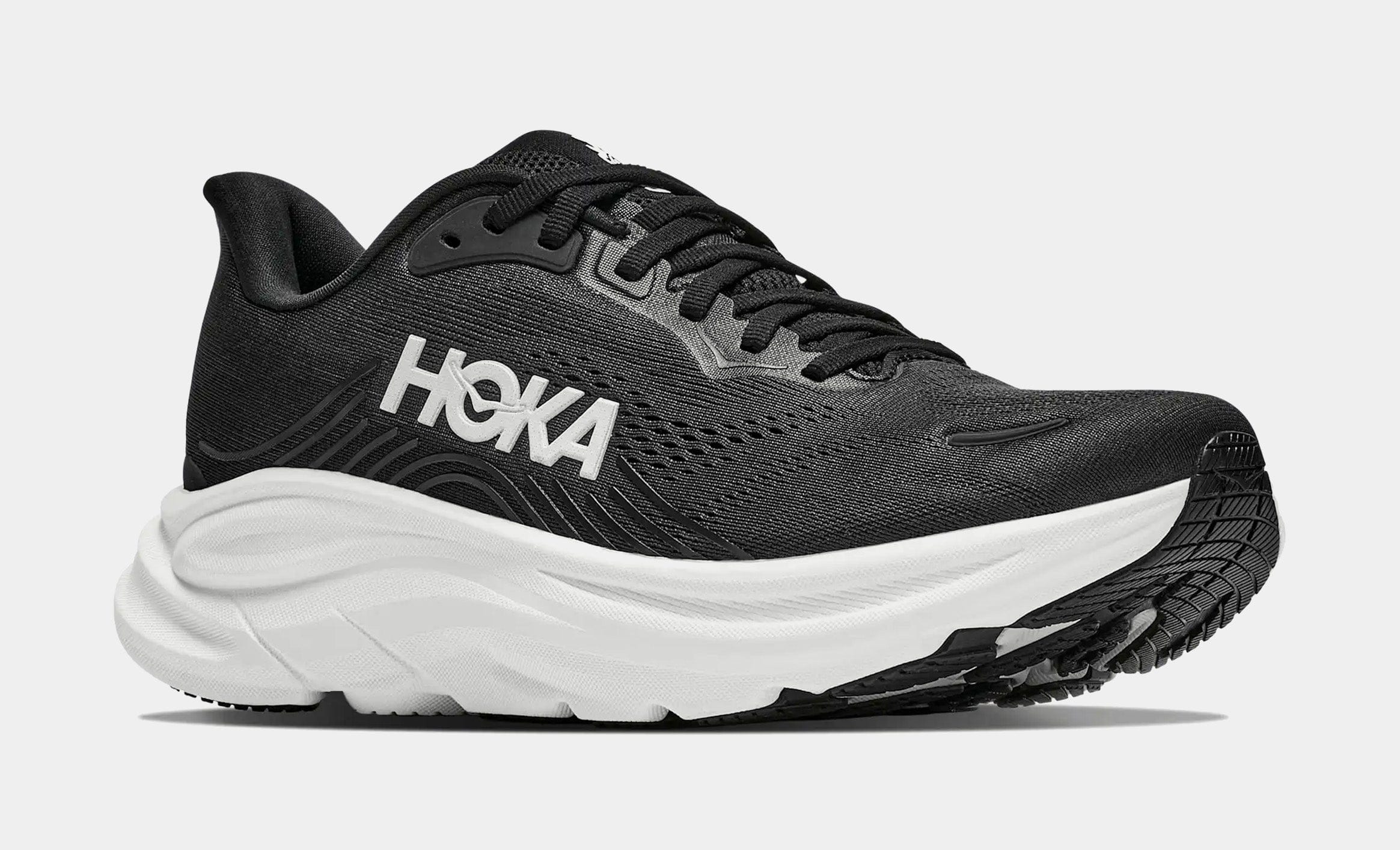 Hoka Clifton 11 Womens Running Shoes (Black/White/Grey)