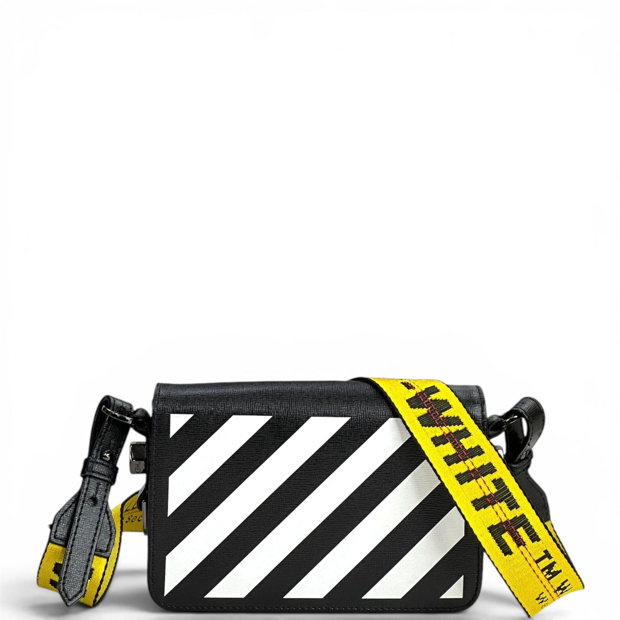 Off - White Clip Crossbody Bag Black/White Leather