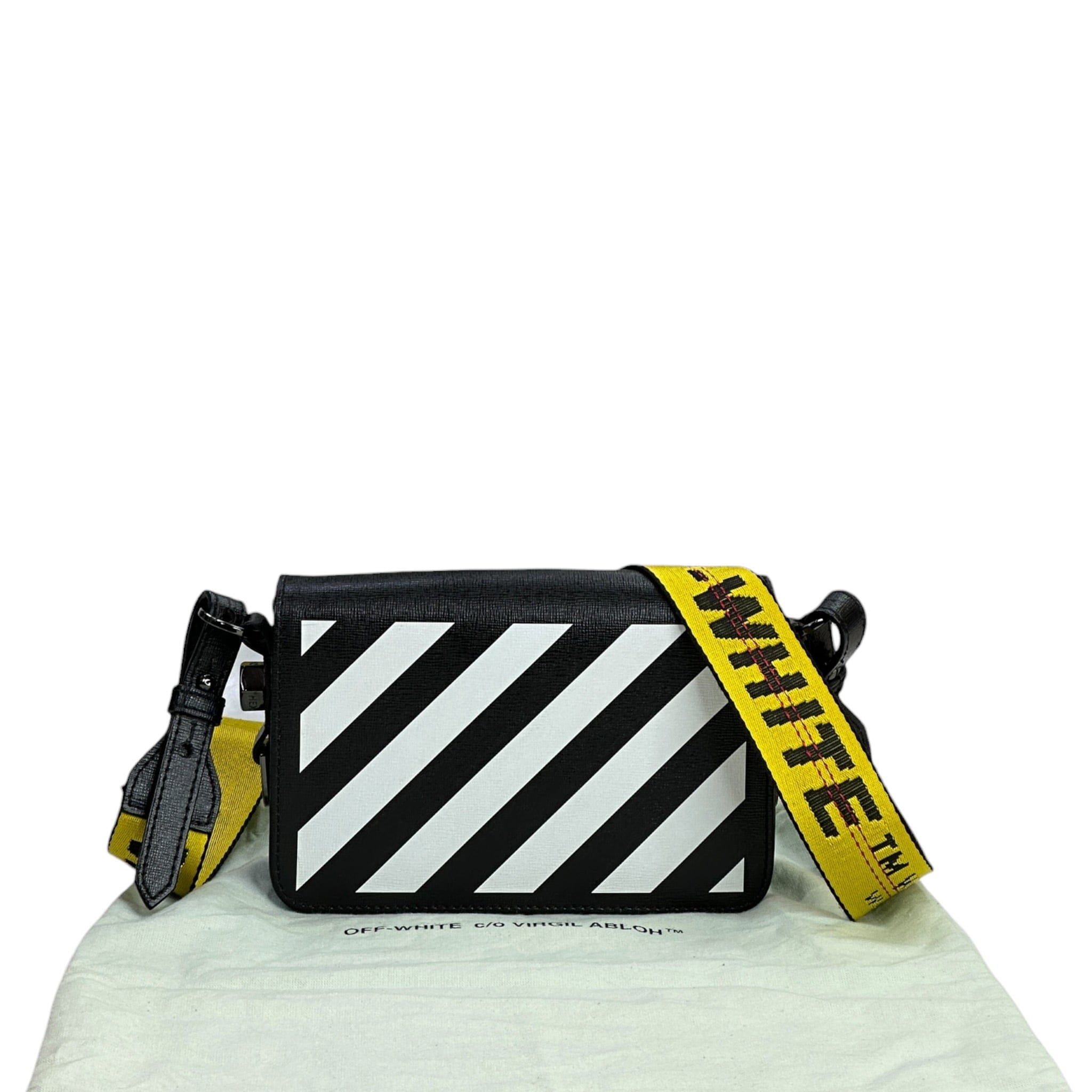 Off - White Clip Crossbody Bag Black/White Leather