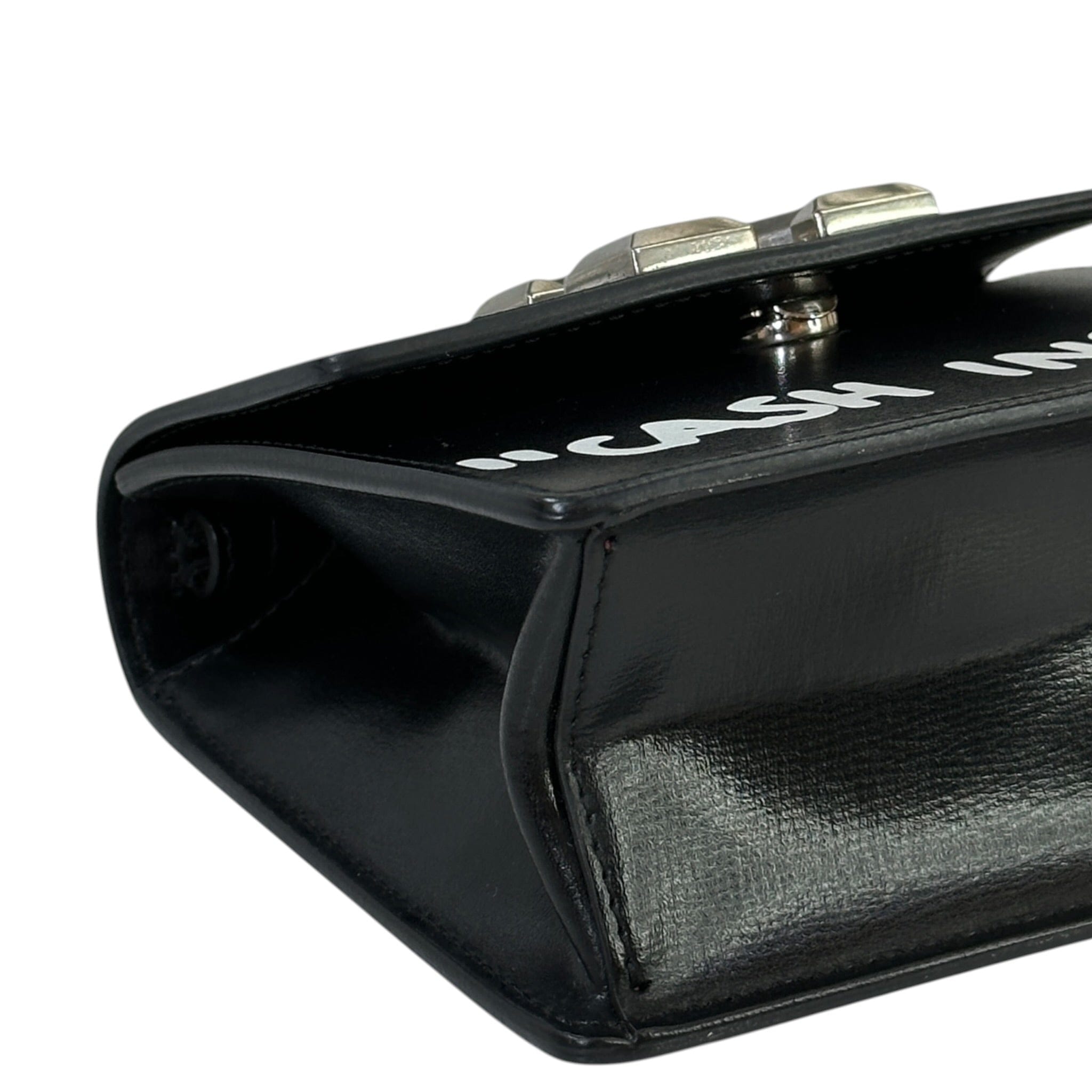 Off - White Jitney Cash Inside Crossbody BagBlack Leather
