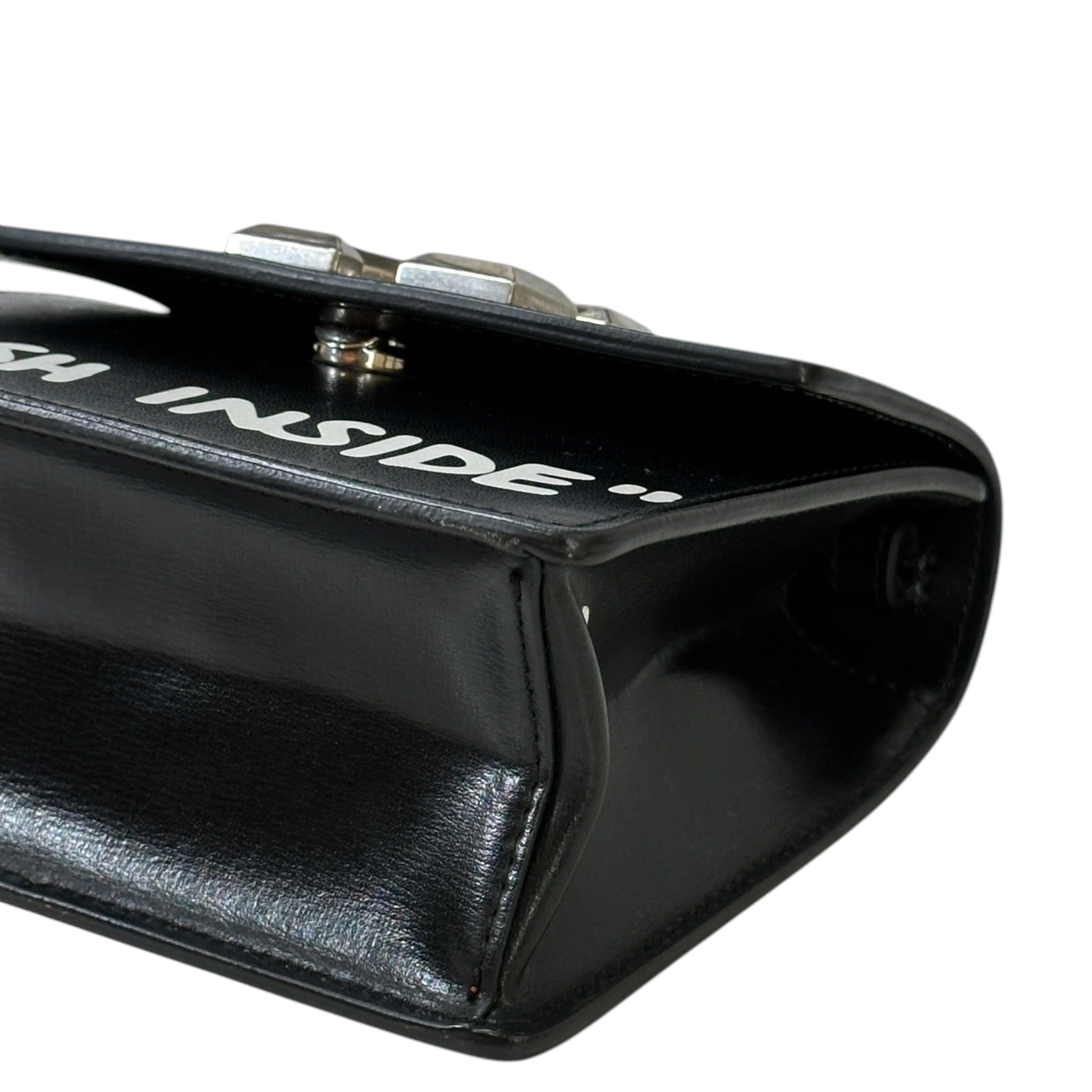 Off - White Jitney Cash Inside Crossbody BagBlack Leather