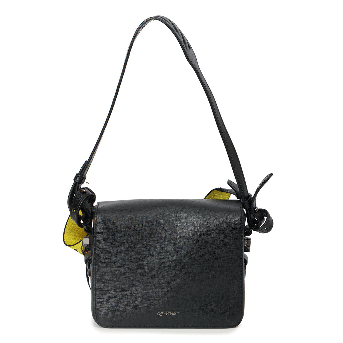 Off White Black & White Leather Diagonal Binder Clip Crossbody Bag