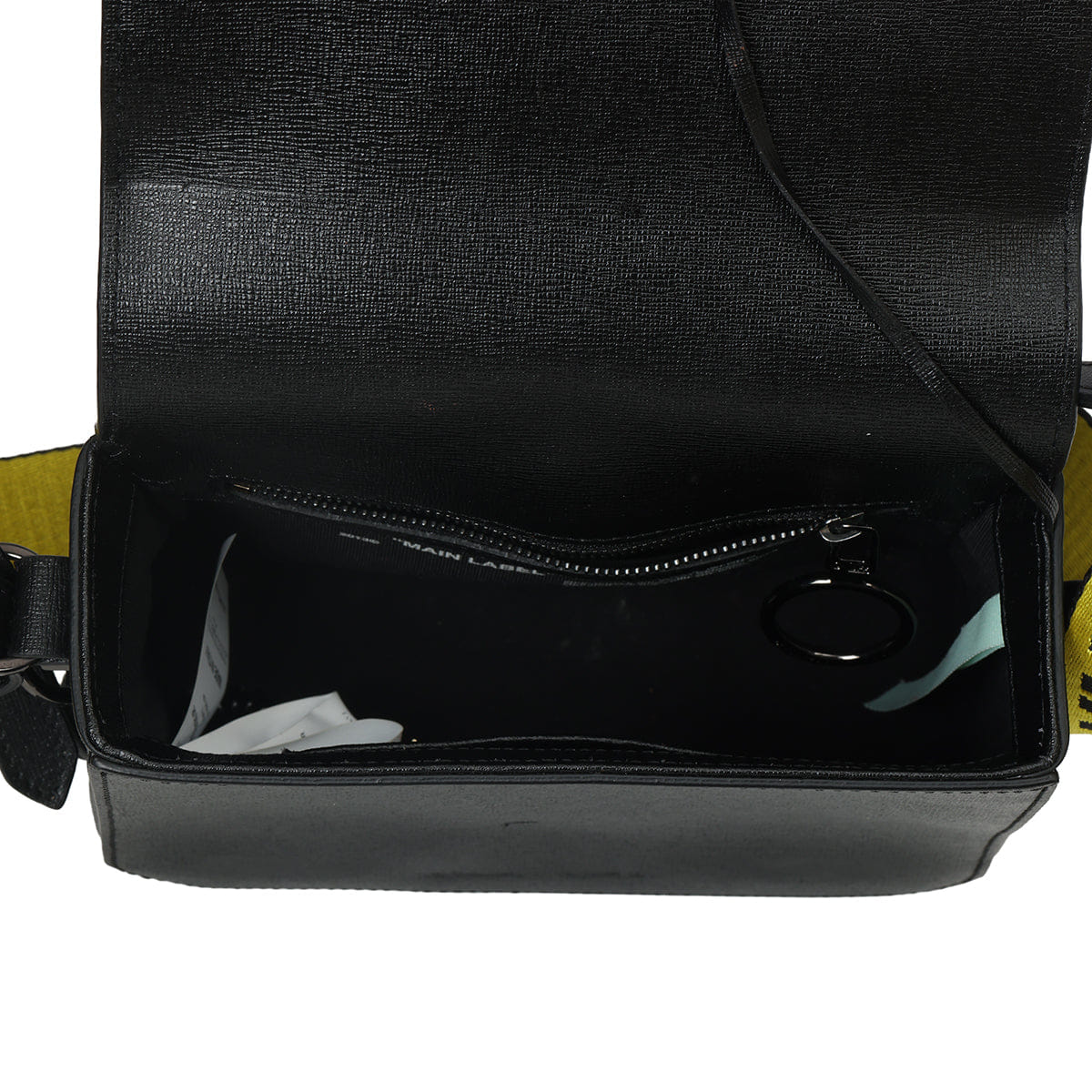 Off White Black & White Leather Diagonal Binder Clip Crossbody Bag