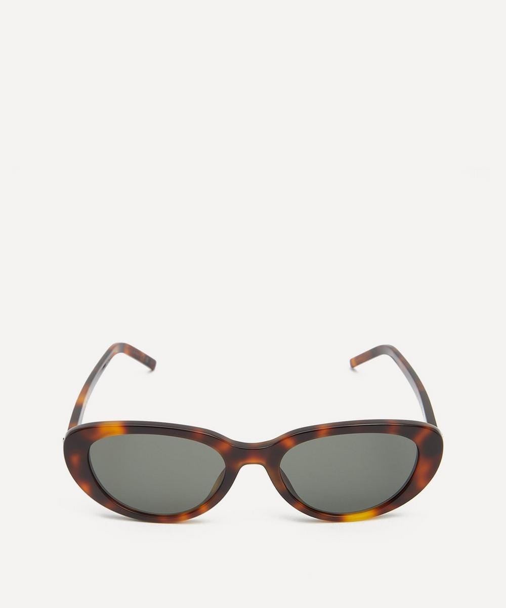 Saint Laurent Oval Cat Eye Havana Acetate Sunglasses