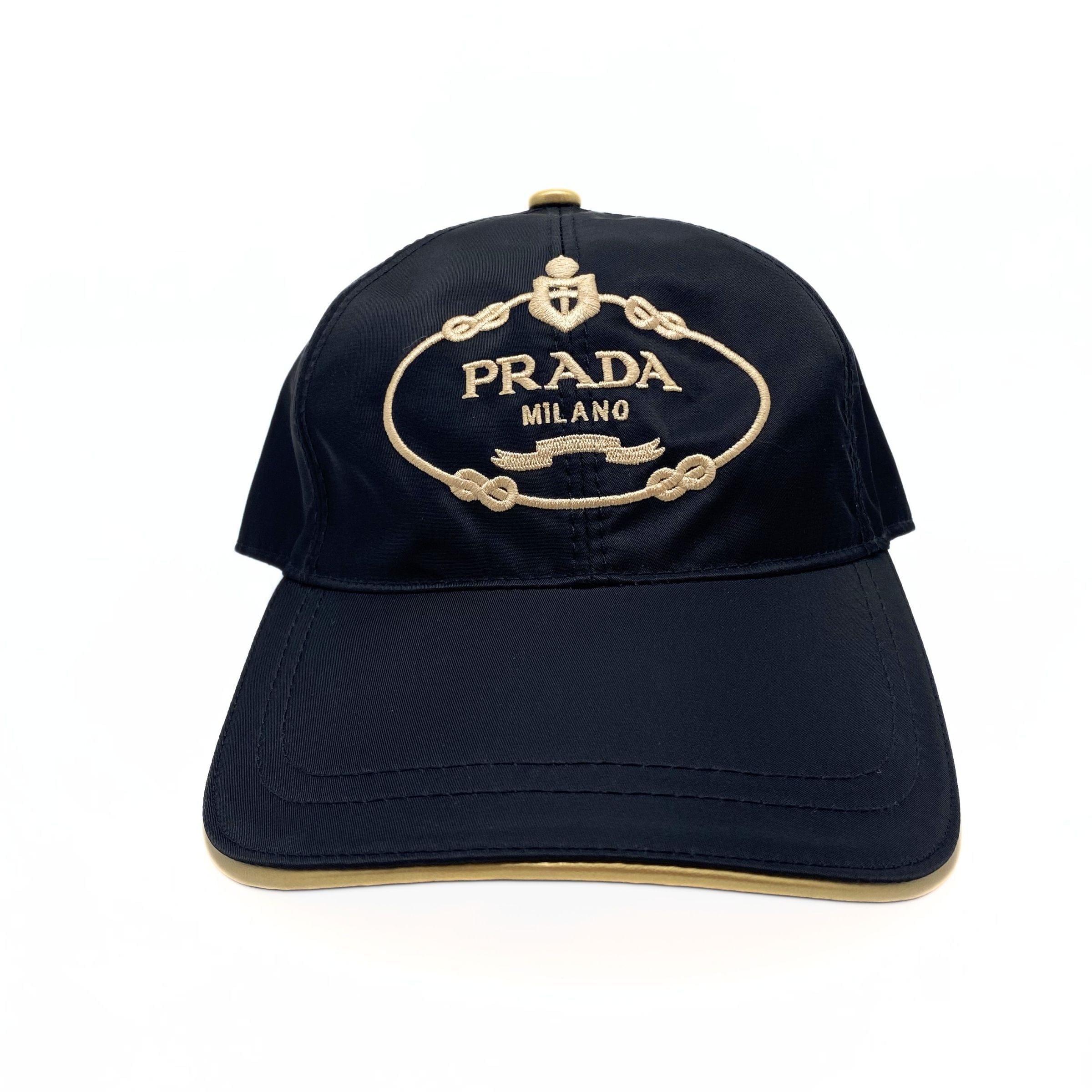 Prada Black Embroidered Satin Cap