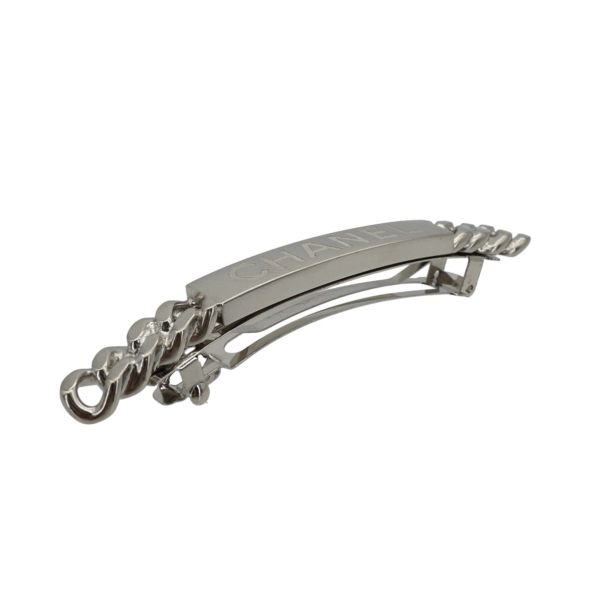 CHANEL VALLETTA LOGO SILVER HAIR ACCESSORY B15P 90334276