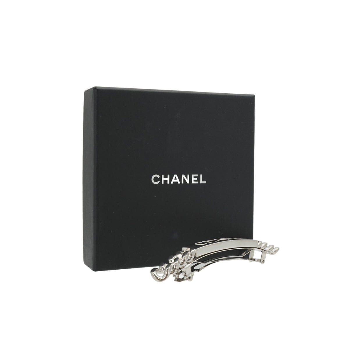 CHANEL VALLETTA LOGO SILVER HAIR ACCESSORY B15P 90334276