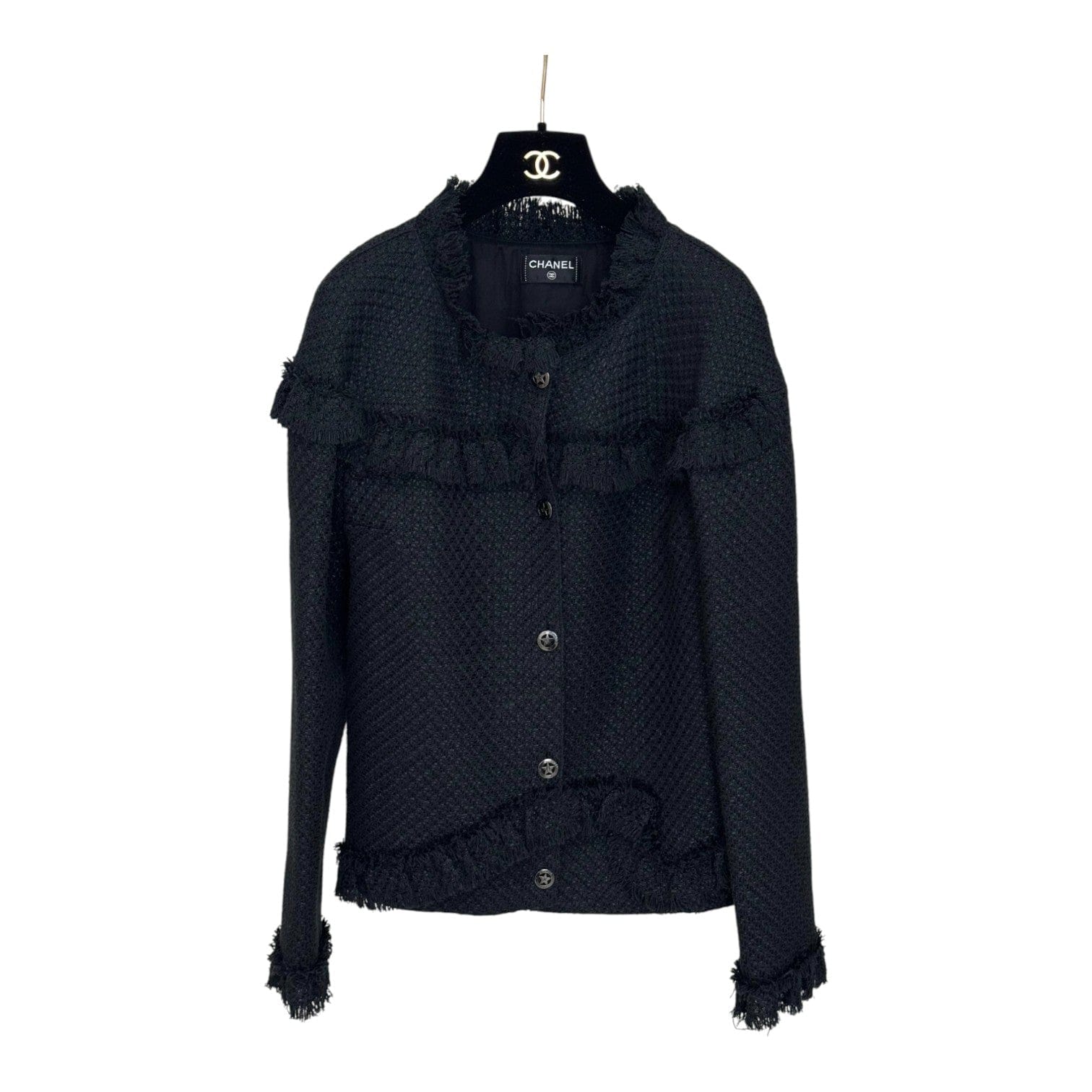 Chanel Black Cotton Ruffled Jacket