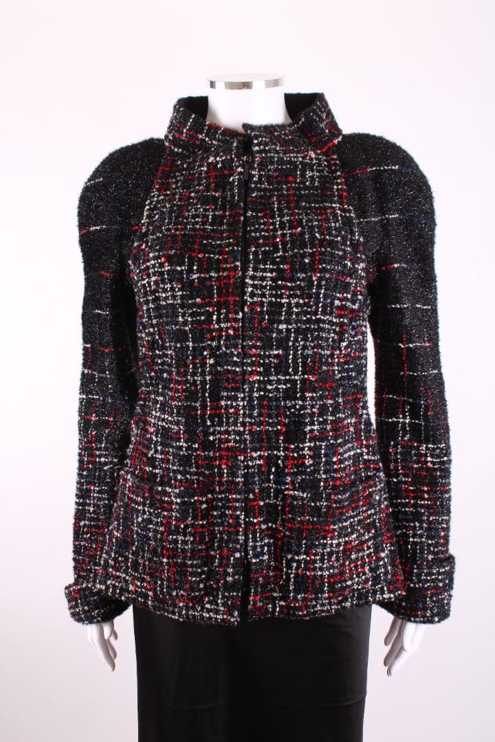 Chanel 2017 Tweed Jacket Black Glitter Tweed 12