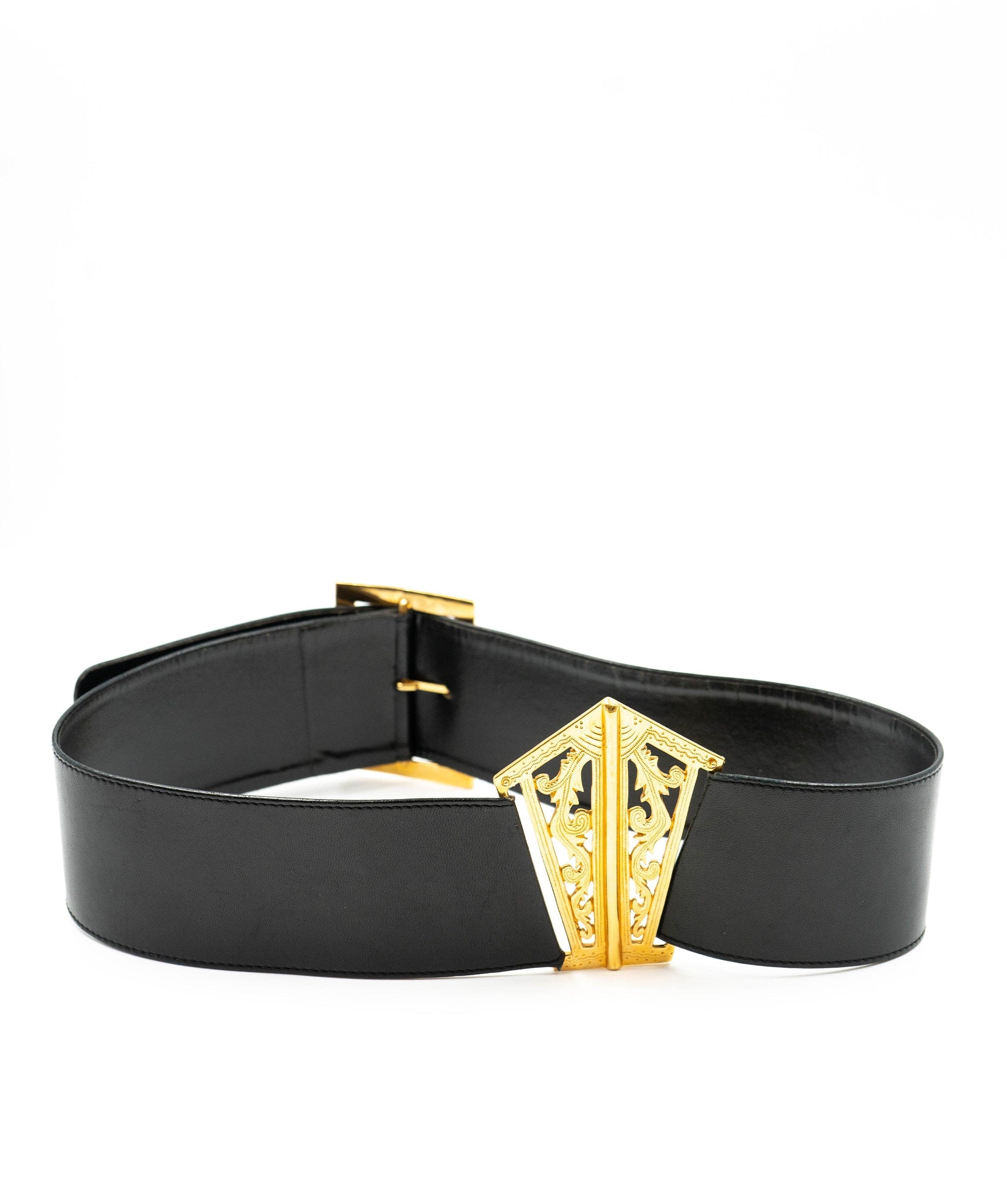 Chanel Vintage Black Leather Belt - AWL3398