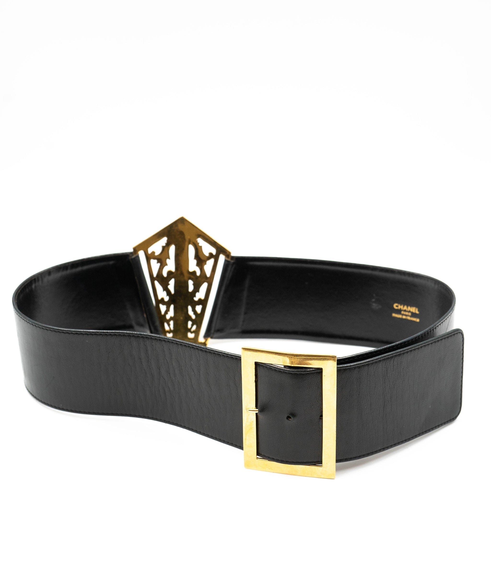 Chanel Vintage Black Leather Belt - AWL3398