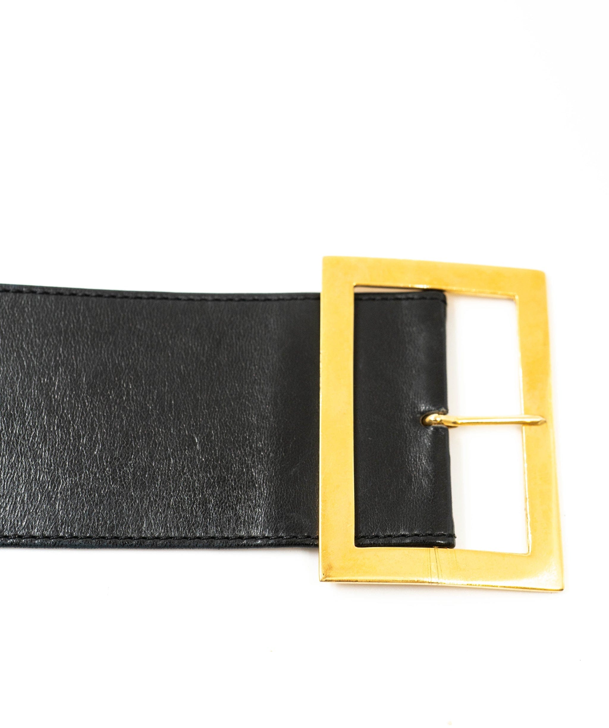 Chanel Vintage Black Leather Belt - AWL3398