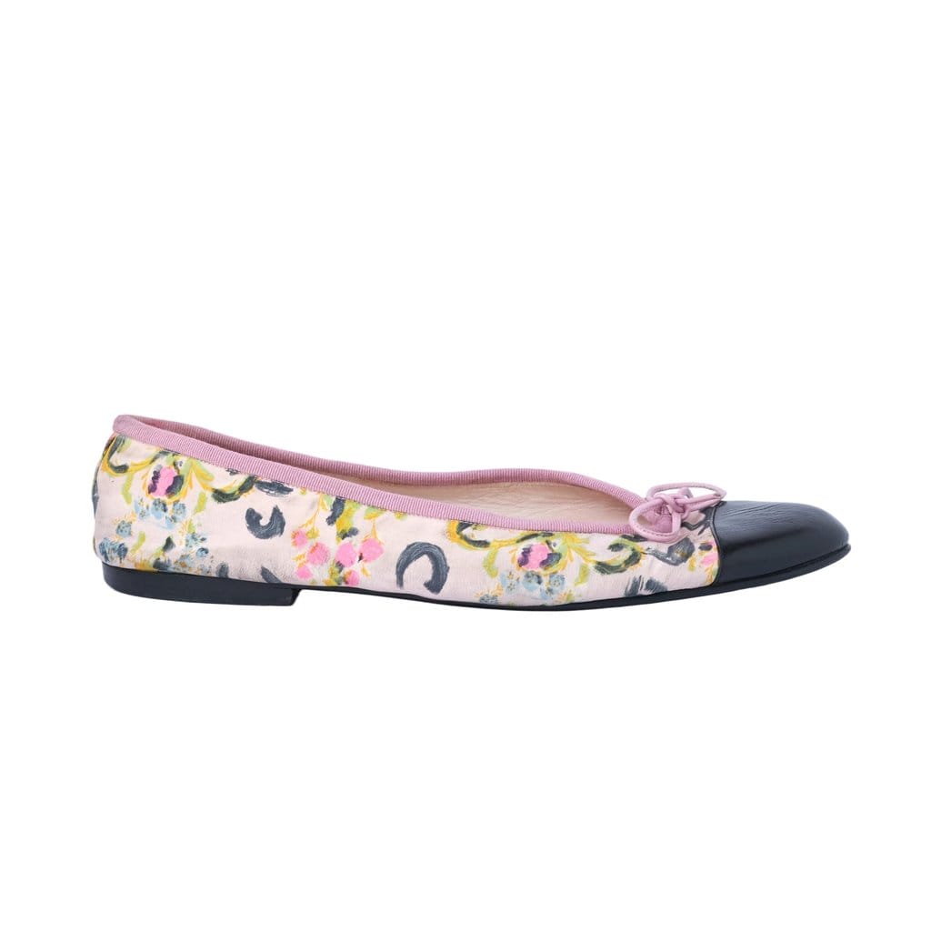 Chanel Multicolor Canvas and Patent Leather Cap - Toe Ballet Flats - '00s