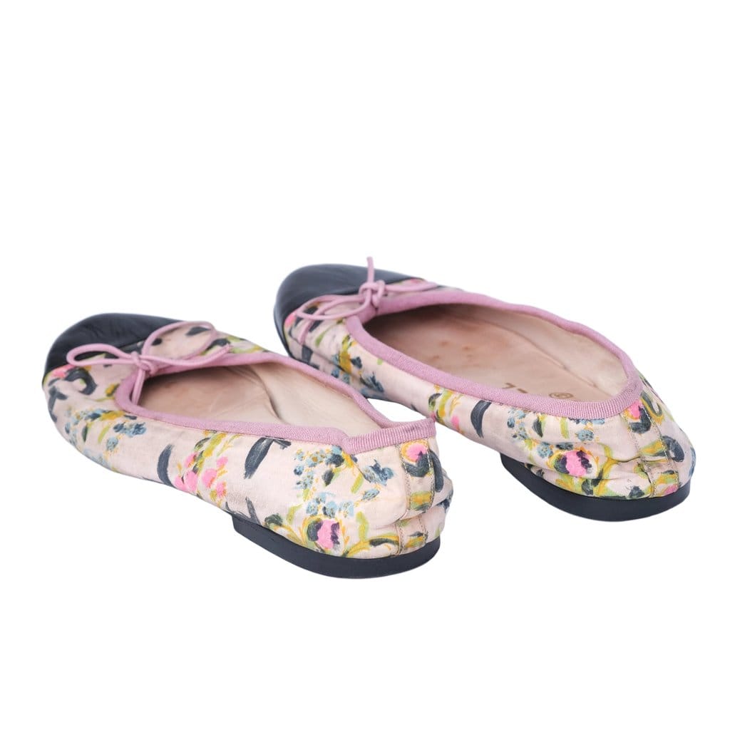 Chanel Multicolor Canvas and Patent Leather Cap - Toe Ballet Flats - '00s