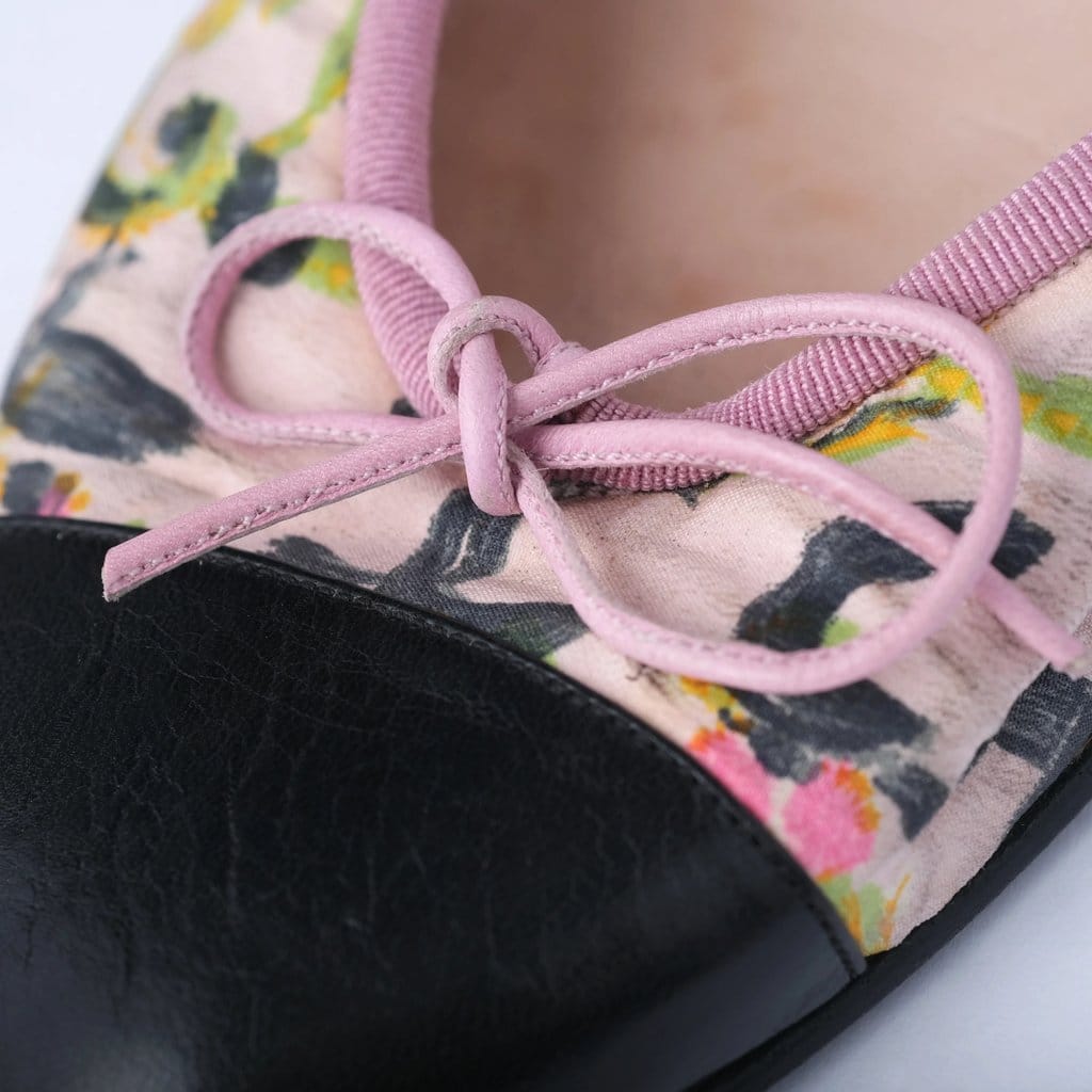 Chanel Multicolor Canvas and Patent Leather Cap - Toe Ballet Flats - '00s
