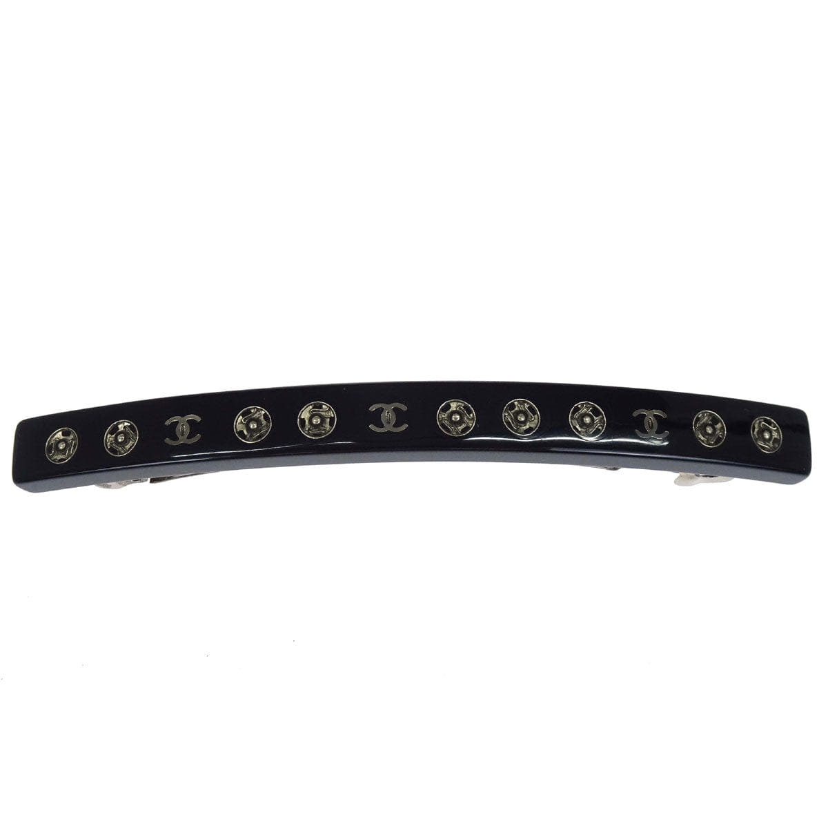 Chanel Barrette Hair Accessories Black Acrylic 03A