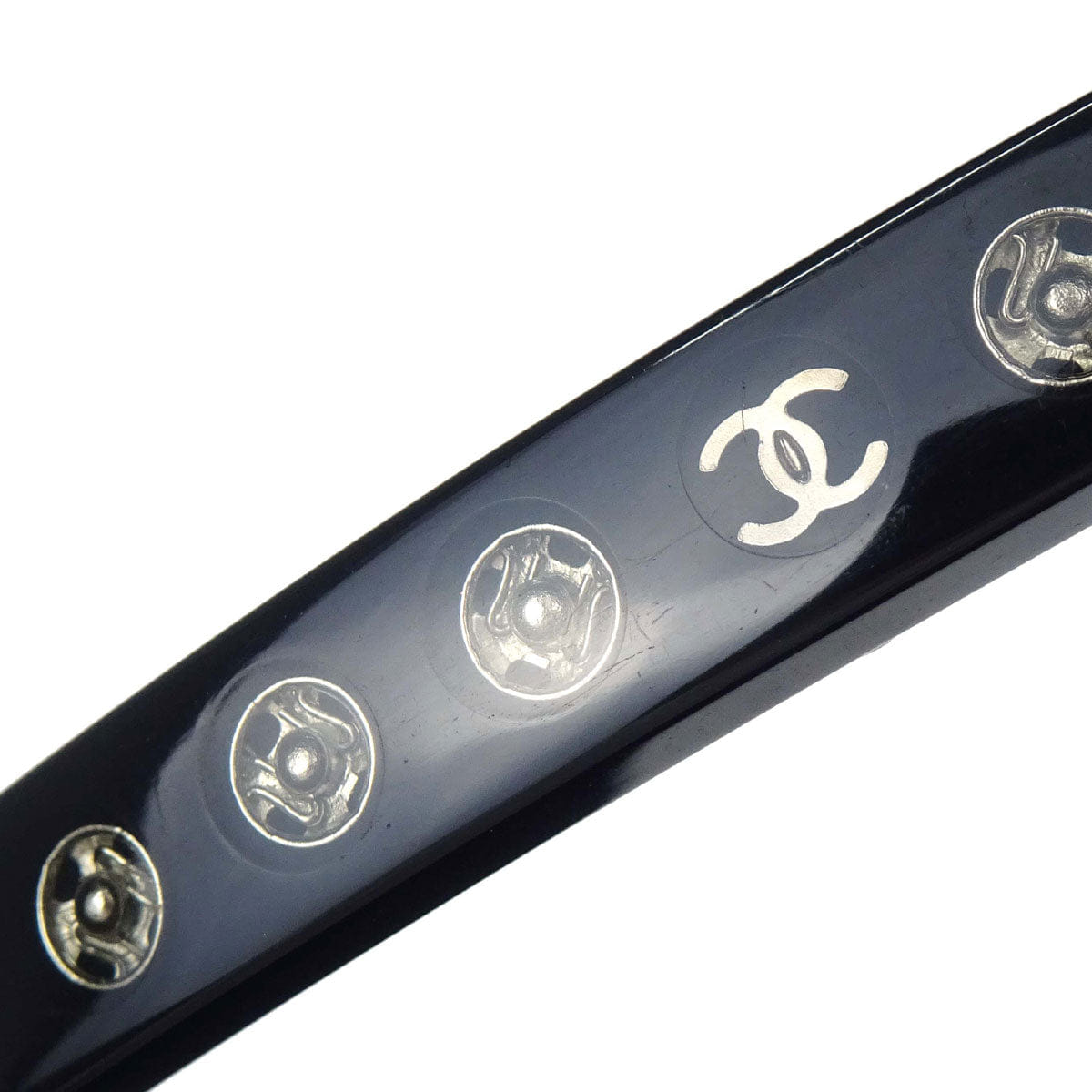 Chanel Barrette Hair Accessories Black Acrylic 03A