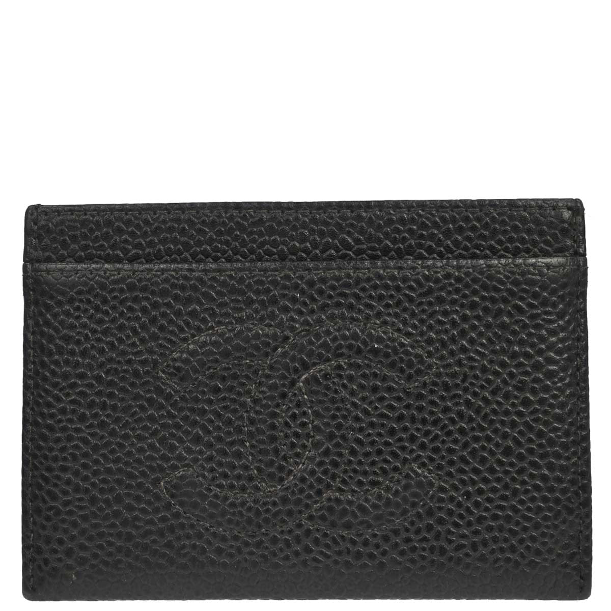 Chanel 2000 - 2001 Black Caviar Skin Cardholder Small Good
