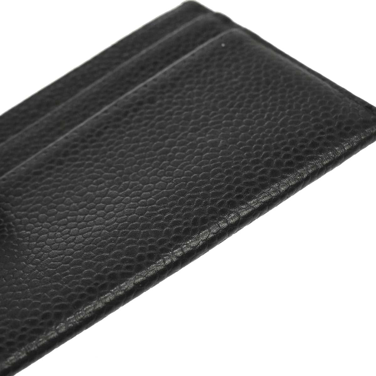 Chanel 2000 - 2001 Black Caviar Skin Cardholder Small Good