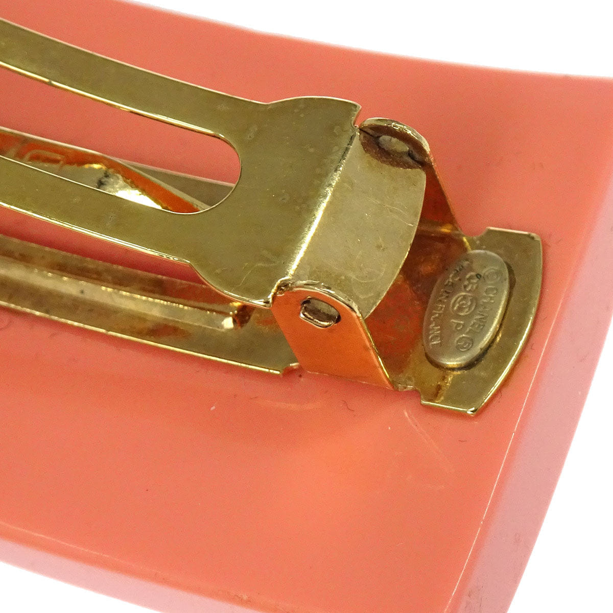 Chanel Barrette Hair Accessories Pink Acrylic 03P