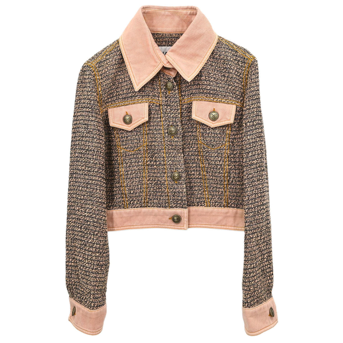 Chanel 2016 Tweed Denim Jacket Pink #36