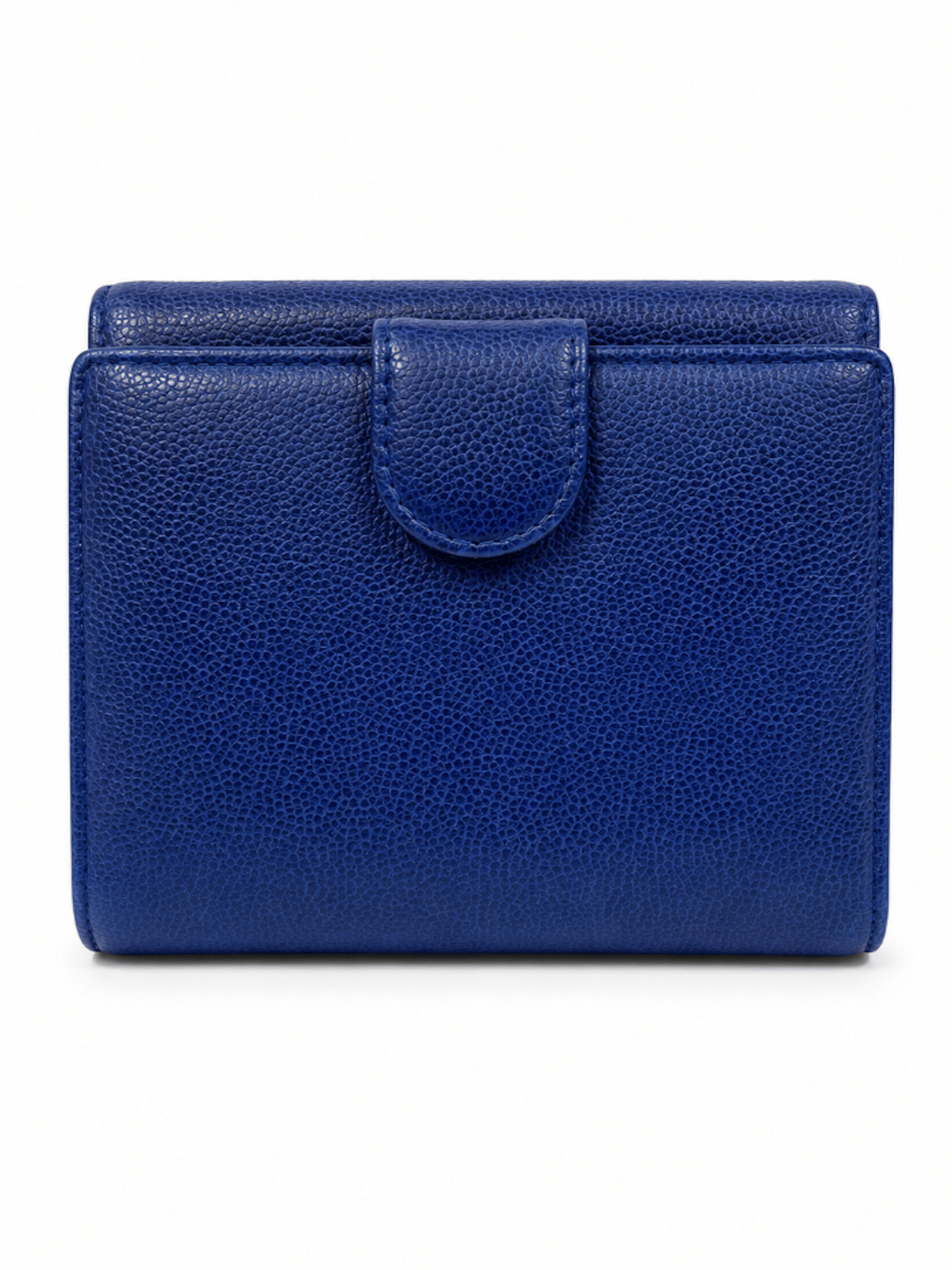 Chanel CC Logo Caviar Leather Trifold Wallet Blue