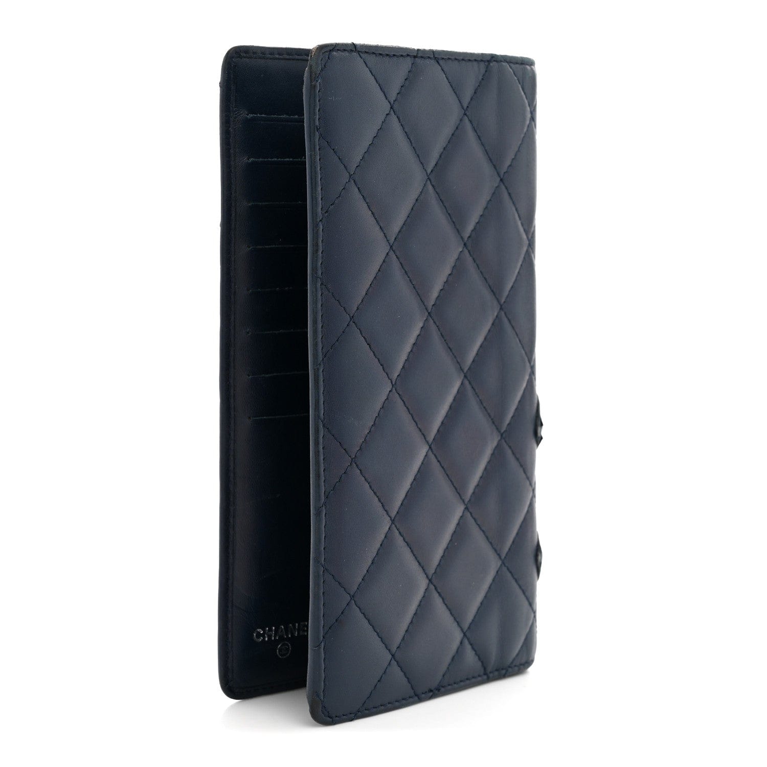 Chanel Calfskin Quilted Cambon Yen Wallet Blue