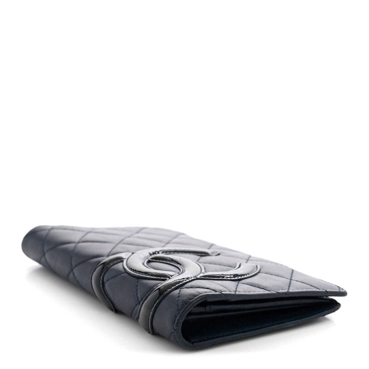 Chanel Calfskin Quilted Cambon Yen Wallet Blue