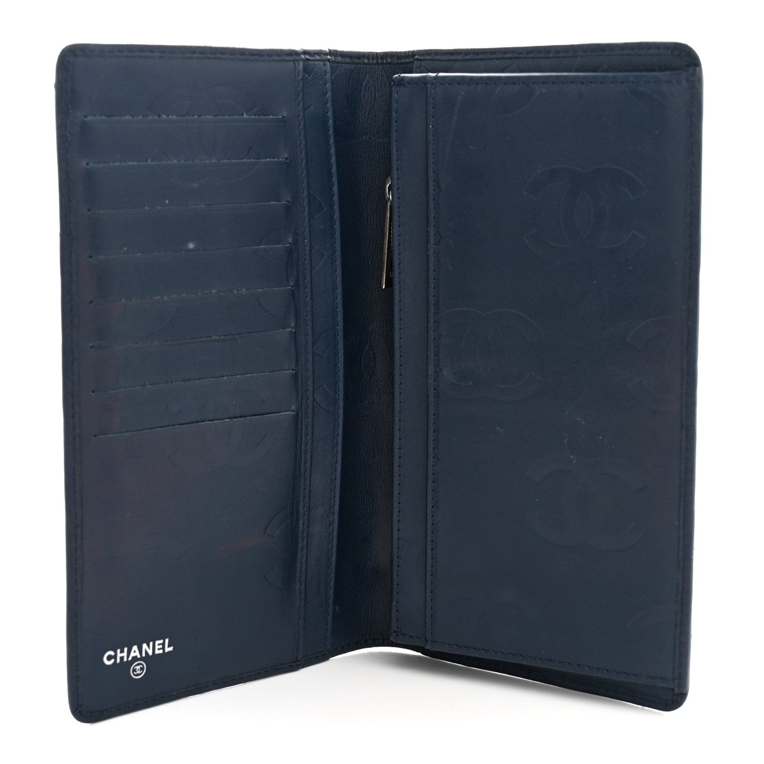 Chanel Calfskin Quilted Cambon Yen Wallet Blue