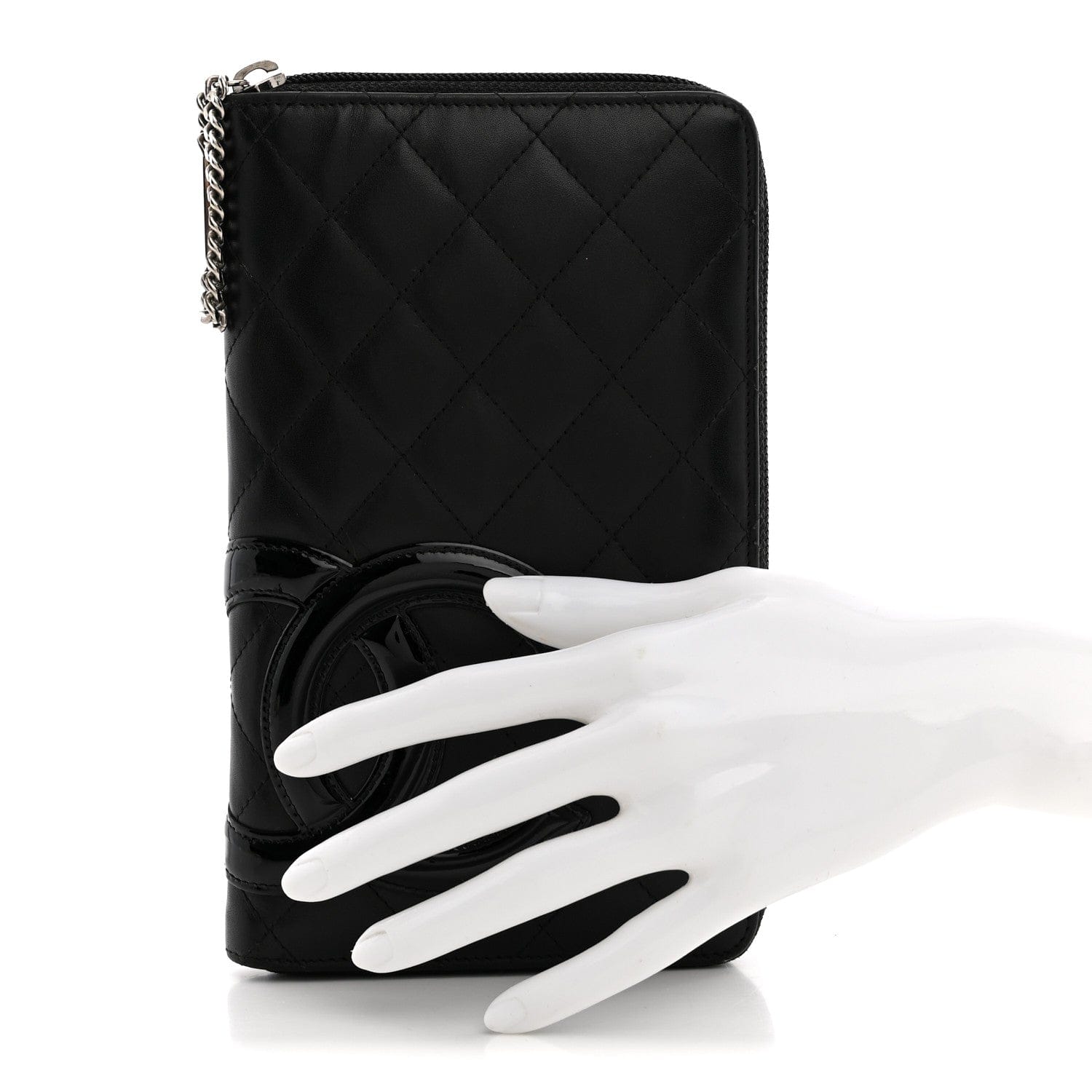 Chanel Calfskin Cambon Zip Around Organizer Wallet Black