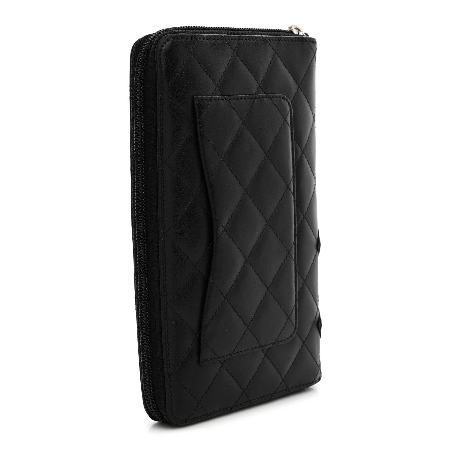 Chanel Calfskin Cambon Zip Around Organizer Wallet Black