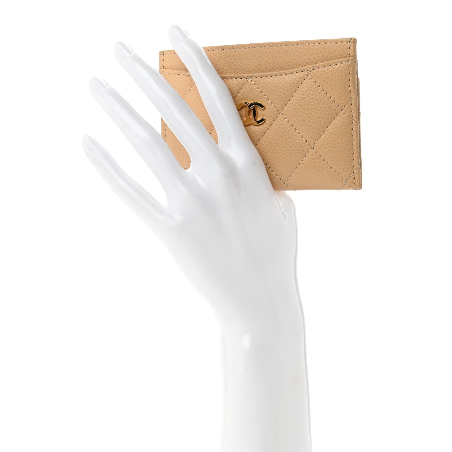 Chanel Caviar Quilted Card Holder Beige