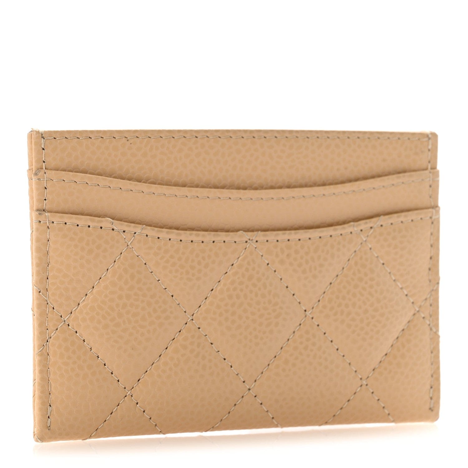 Chanel Caviar Quilted Card Holder Beige
