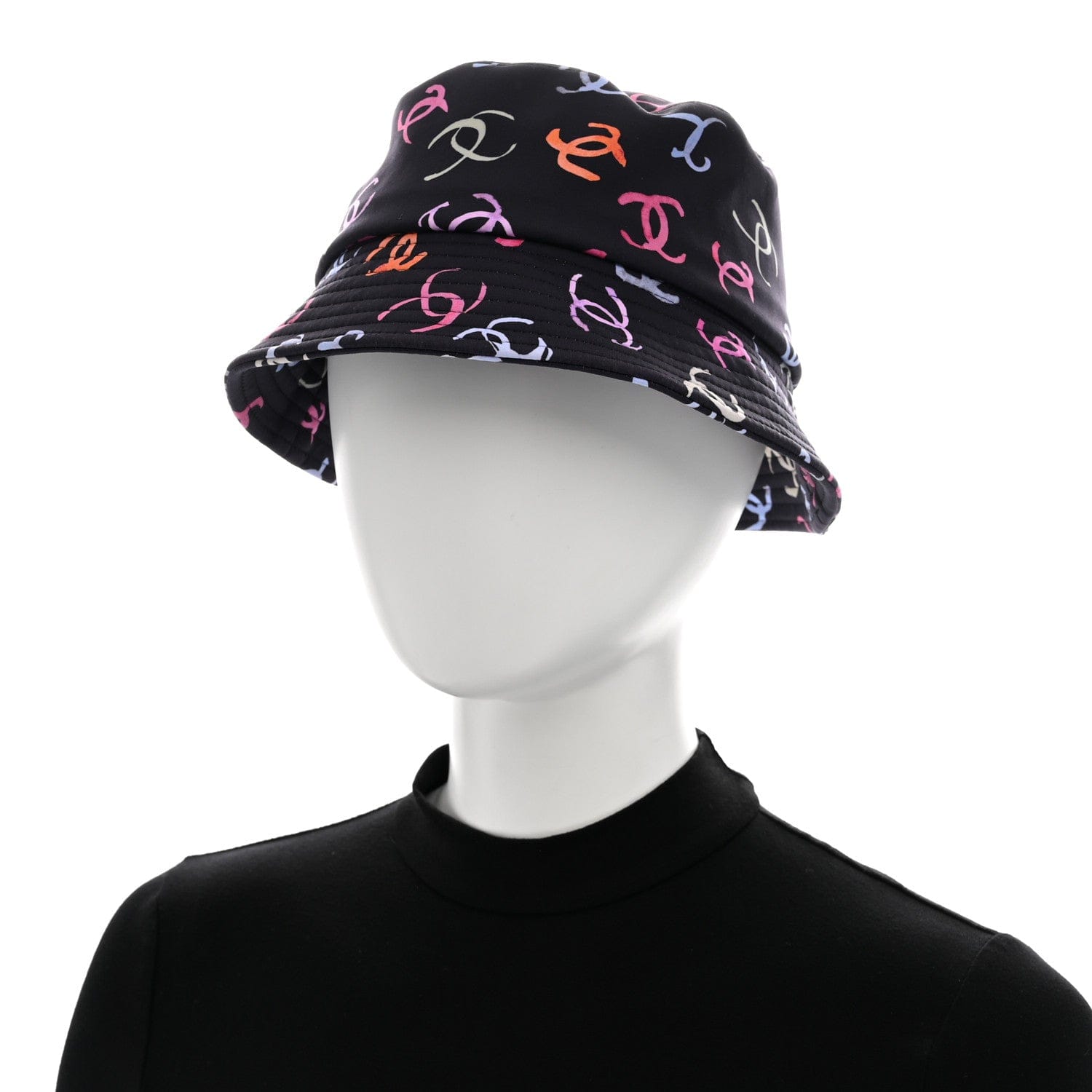 Chanel Nylon CC Bucket Hat S Black Multicolor