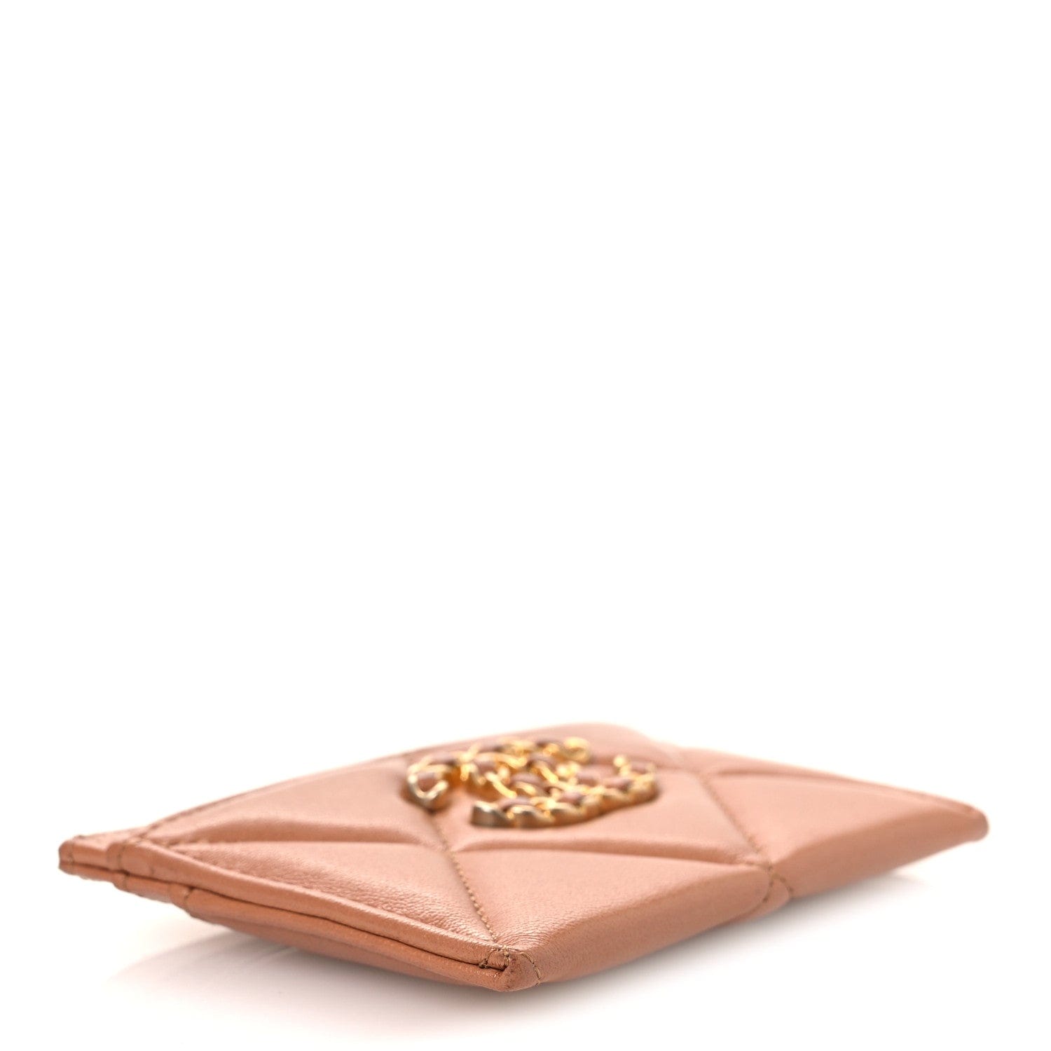 Chanel Lambskin Quilted Chanel 19 Card Holder Brown