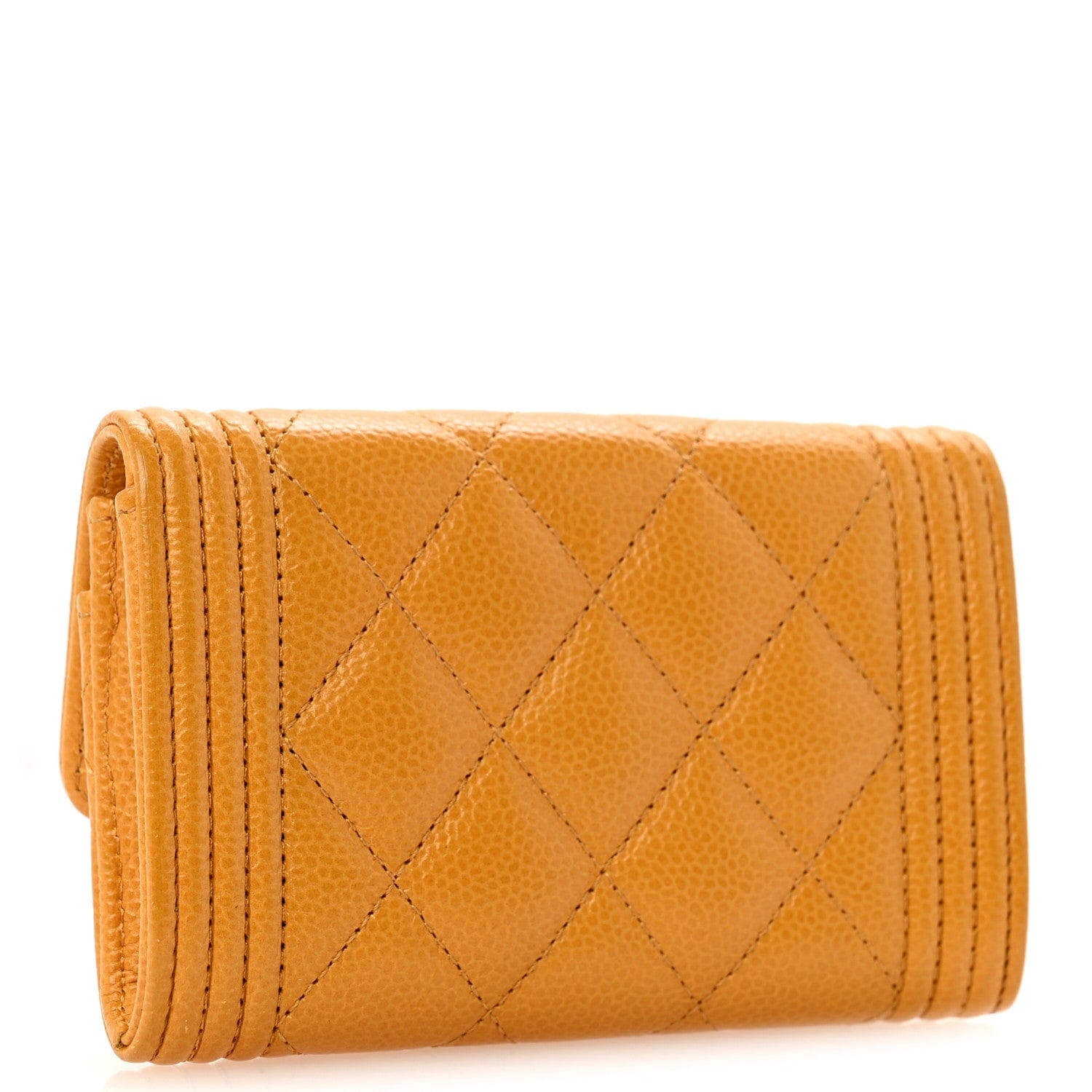 Chanel Caviar Quilted Boy Flap Card Holder Yellow
