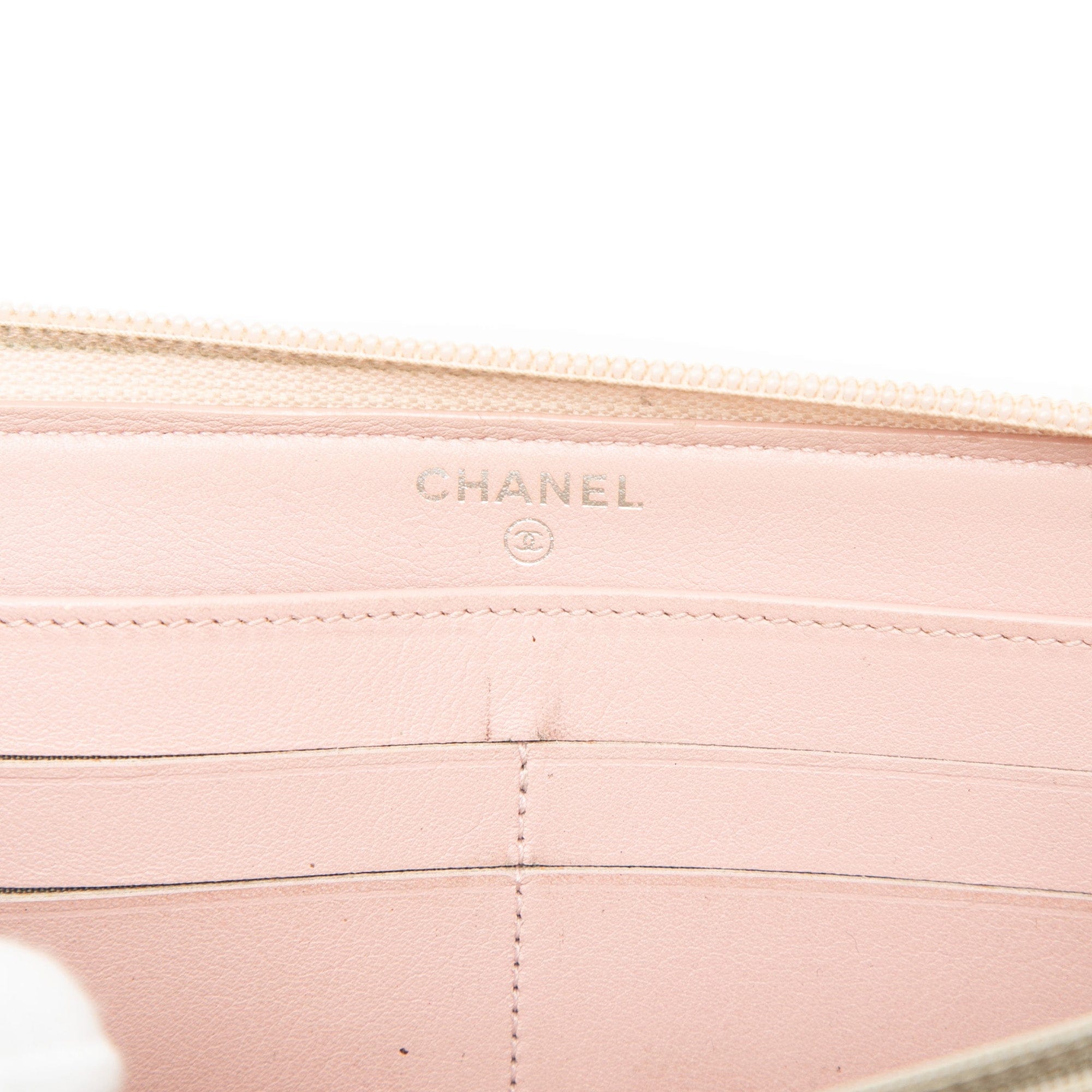 Chanel CC Caviar Zip Around Long Wallet