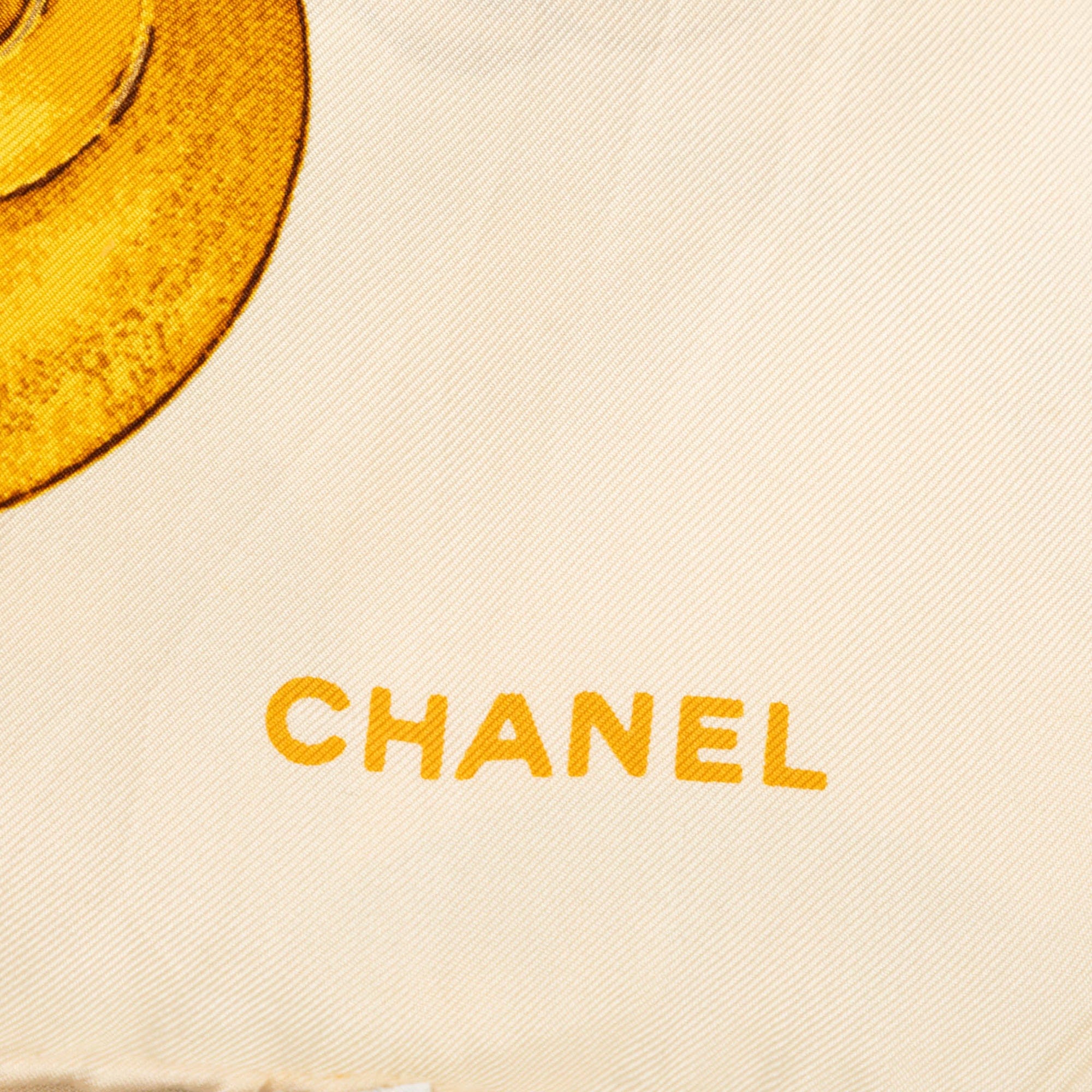 Chanel CC Medallion Chain Printed Silk Scarf