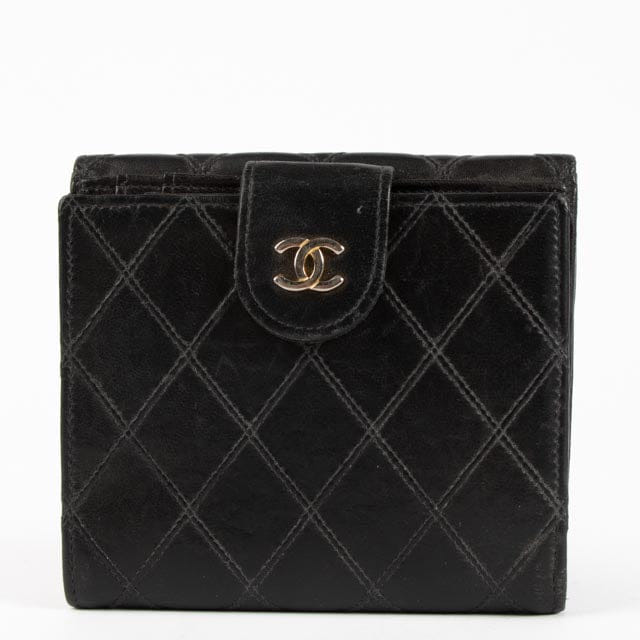 Chanel Black Lambskin Compact Wallet