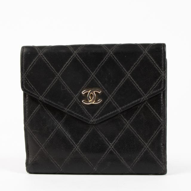 Chanel Black Lambskin Compact Wallet