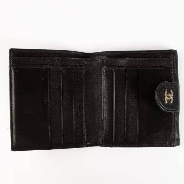 Chanel Black Lambskin Compact Wallet