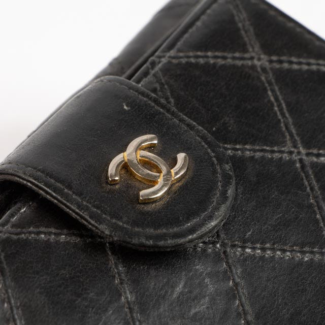 Chanel Black Lambskin Compact Wallet