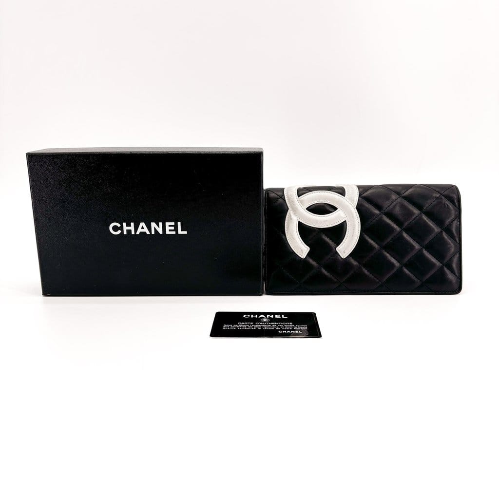 Chanel Cambon Line Flap Long Wallet Black White