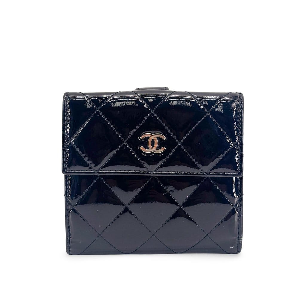 Chanel Classic Small Flap Wallet Patent Black Gold Hardware