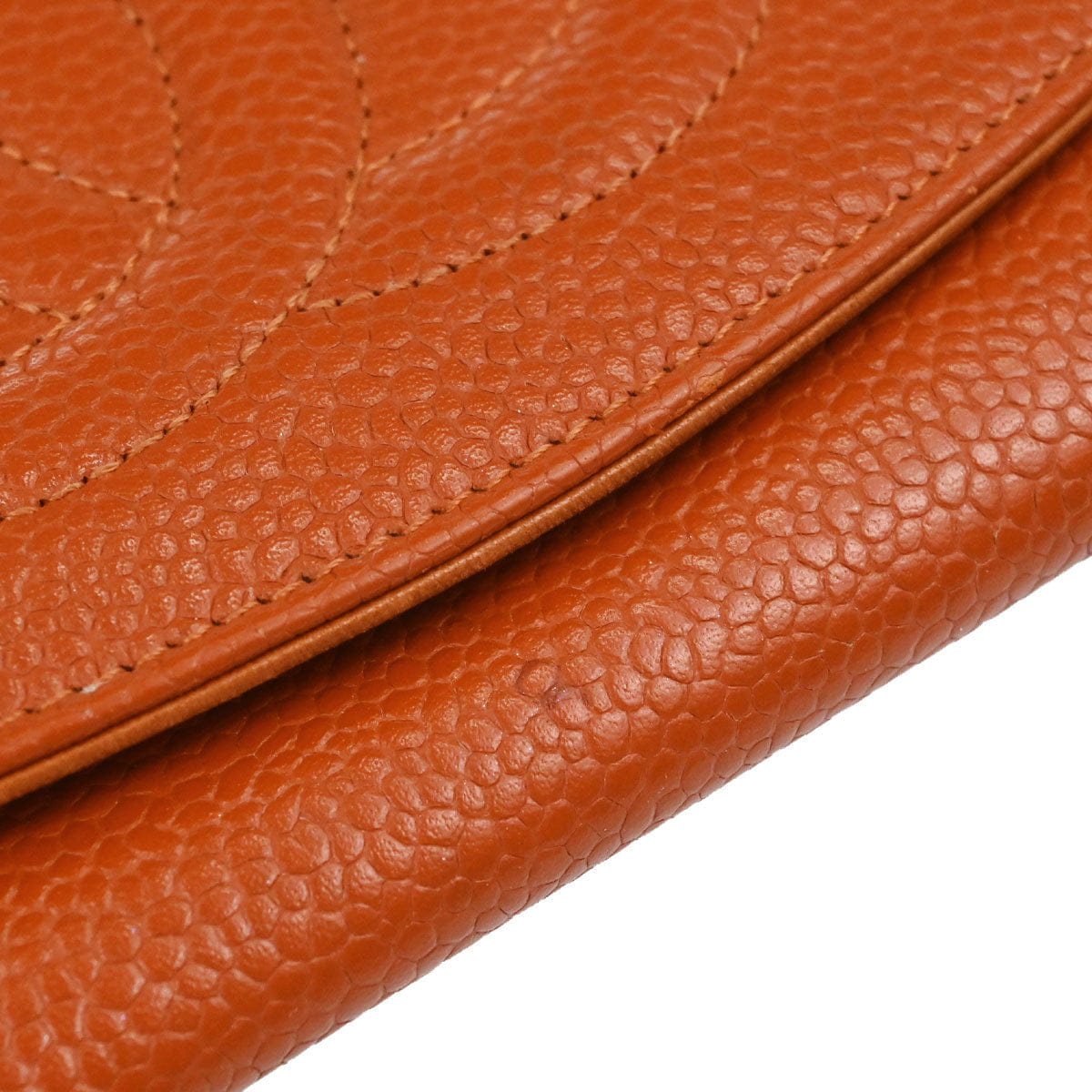 Chanel 1997 - 1999 Orange Caviar Skin Coin Purse Wallet