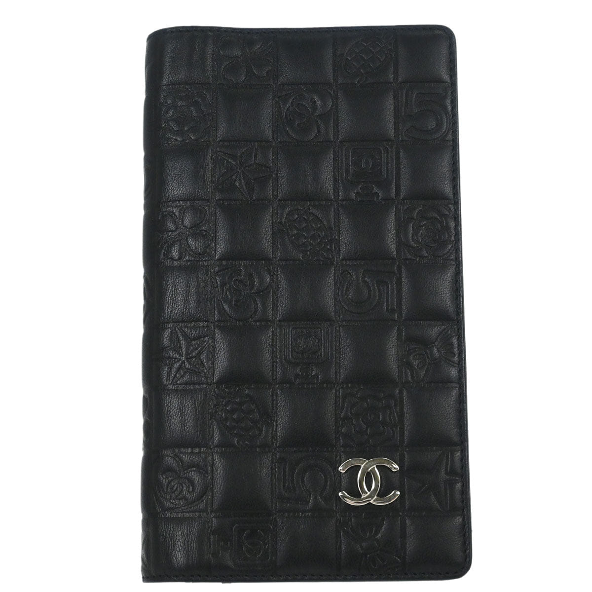 Chanel 2005 - 2006 Black Lambskin Icon Long Bifold Wallet