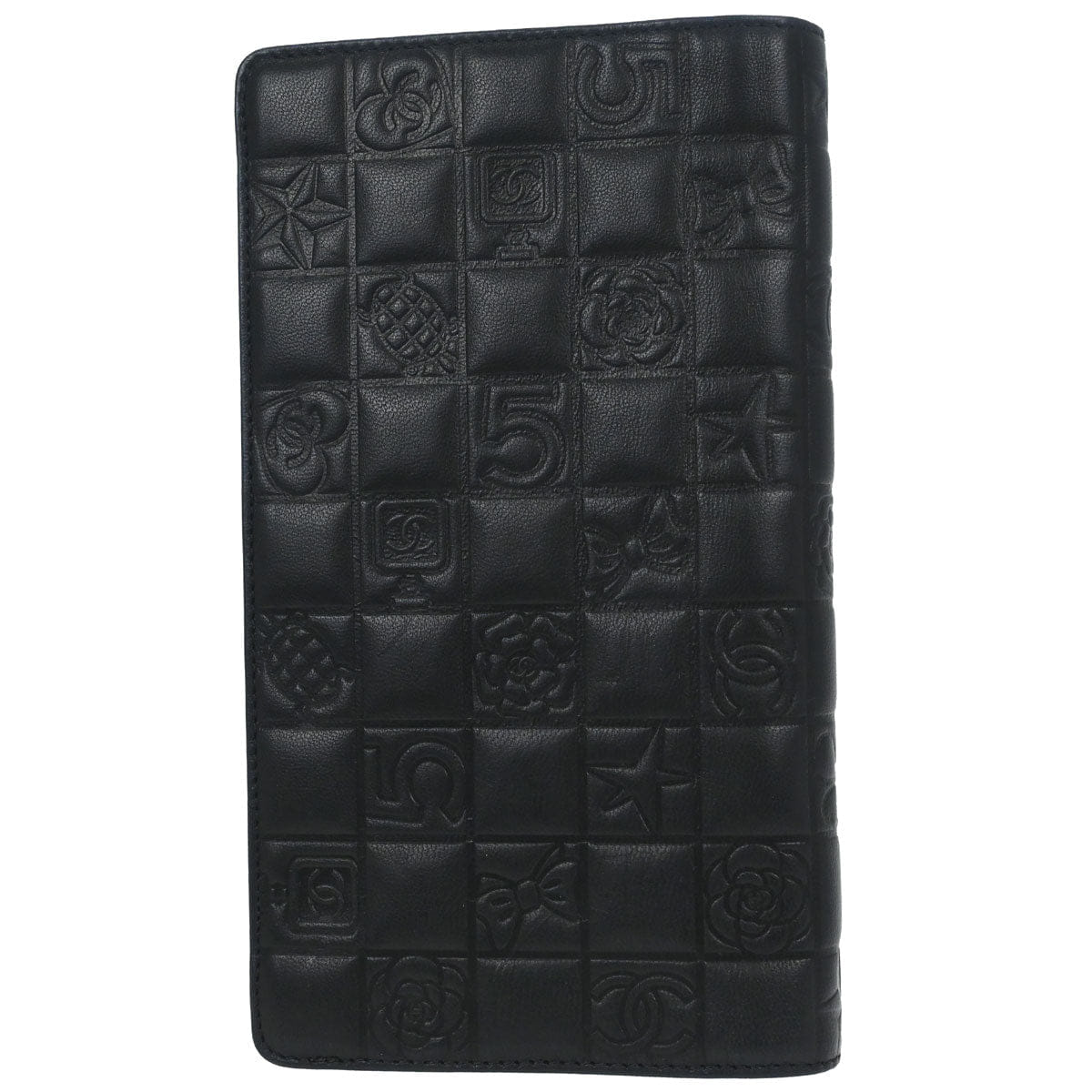 Chanel 2005 - 2006 Black Lambskin Icon Long Bifold Wallet