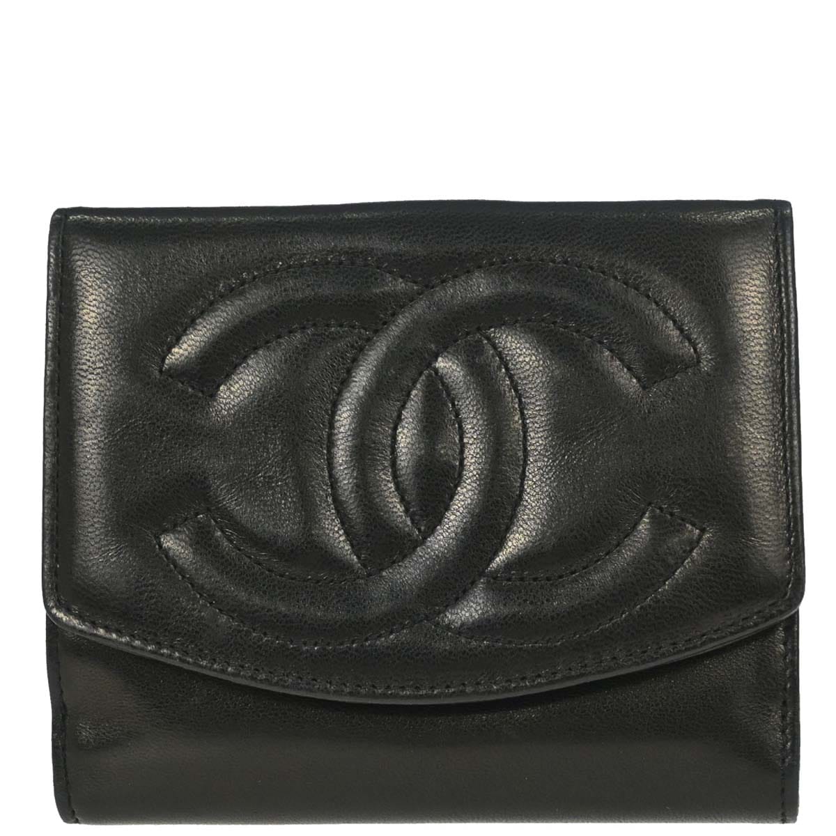 Chanel 1994 - 1996 Bifold Wallet Black Lambskin