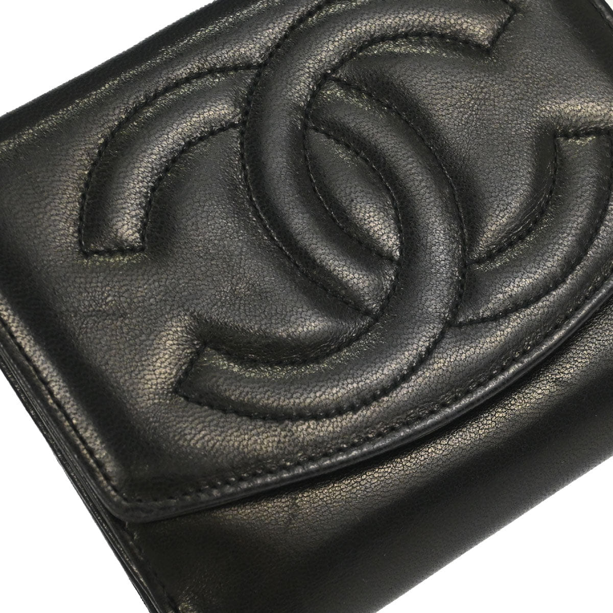 Chanel 1994 - 1996 Bifold Wallet Black Lambskin