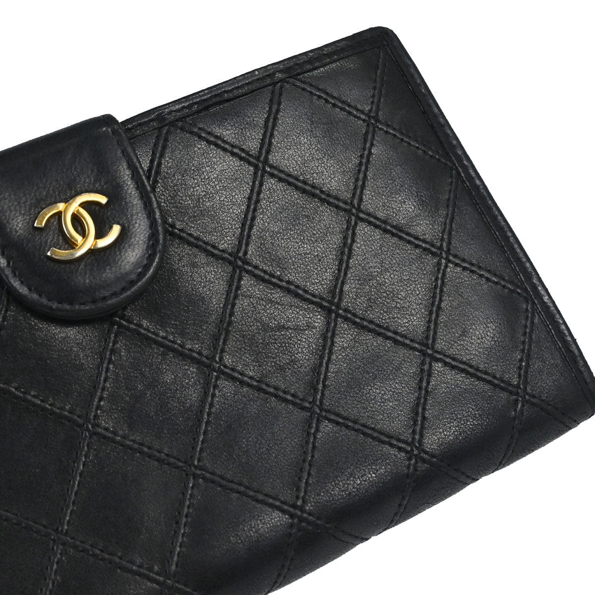 Chanel 1996 - 1997 Black Lambskin Bicolore Long Bifold Wallet
